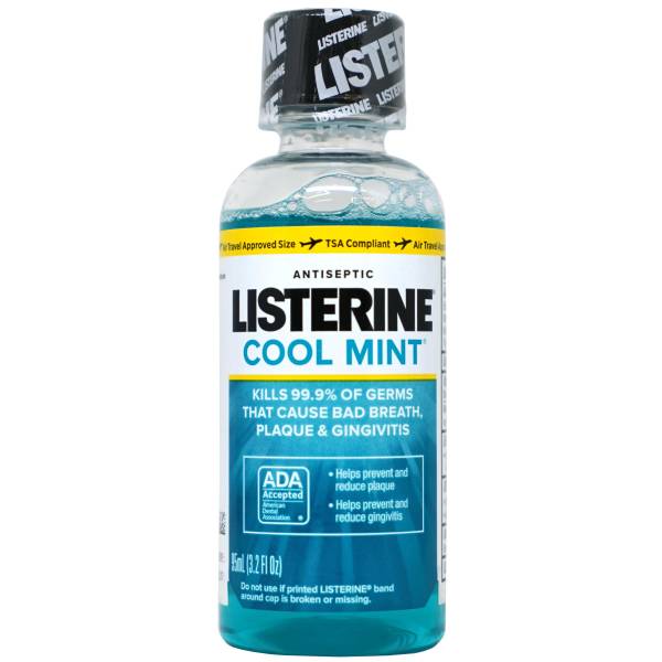 Listerine Cool Mint Intense Antiseptic Mouthwash For Bad Breath & Plaque Oral Care 3.2 oz