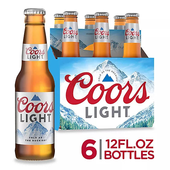Coors Light Beer Bottles 12 oz, 6 pk