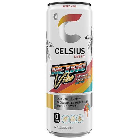 Celsius Sparkling Functional Energy Drink, Can Retro Vibe - 12.0 fl oz