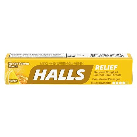 HALLS Relief Honey Lemon Cough Drops 9 Drops