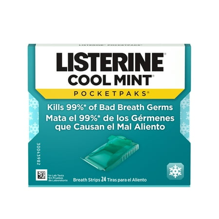 Listerine Cool Mint PocketPaks Fresh Breath Strips 24-Strip Pack