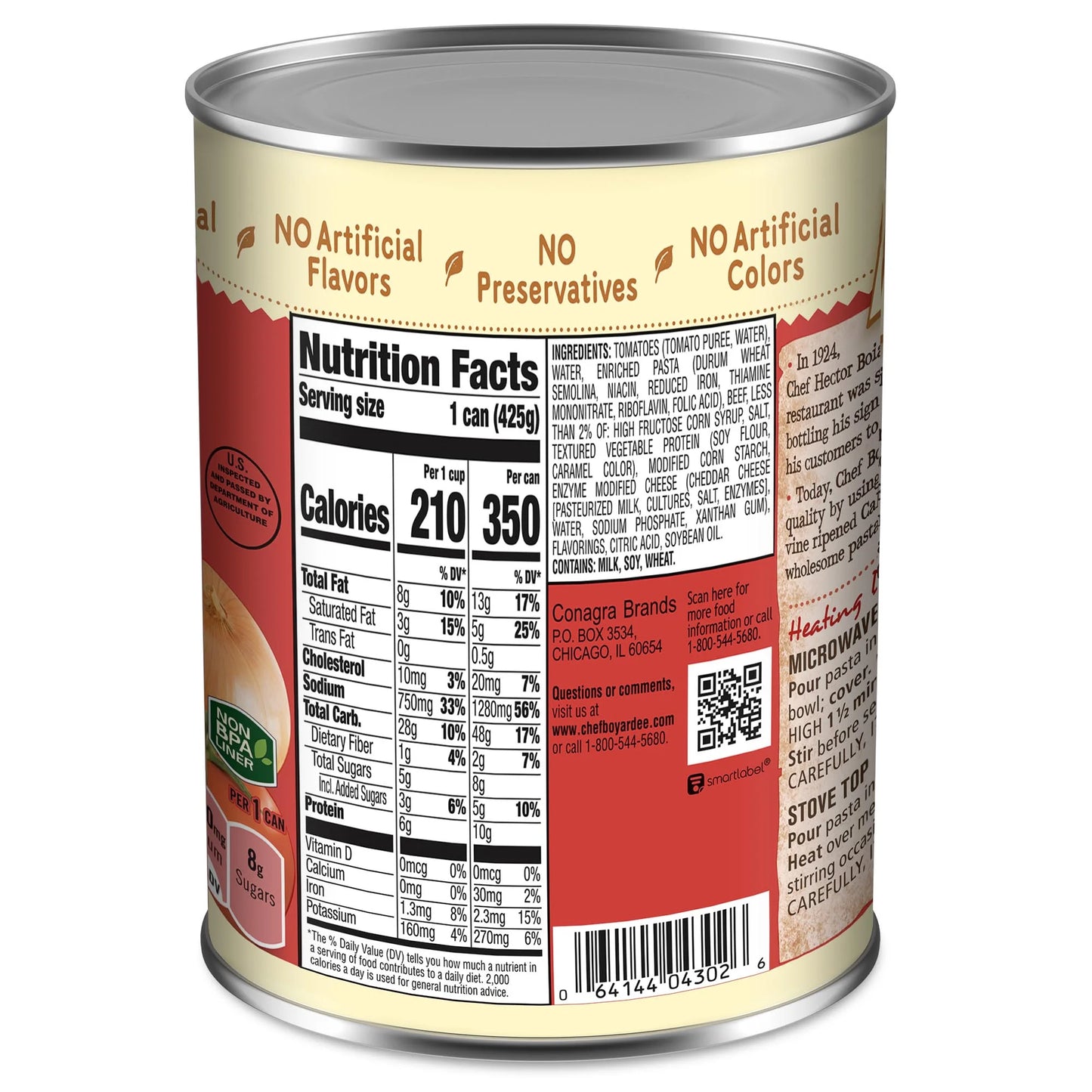 Chef Boyardee Beefaroni in Tomato and Meat Sauce, Ready-to-Eat Meal, 15 oz. Can