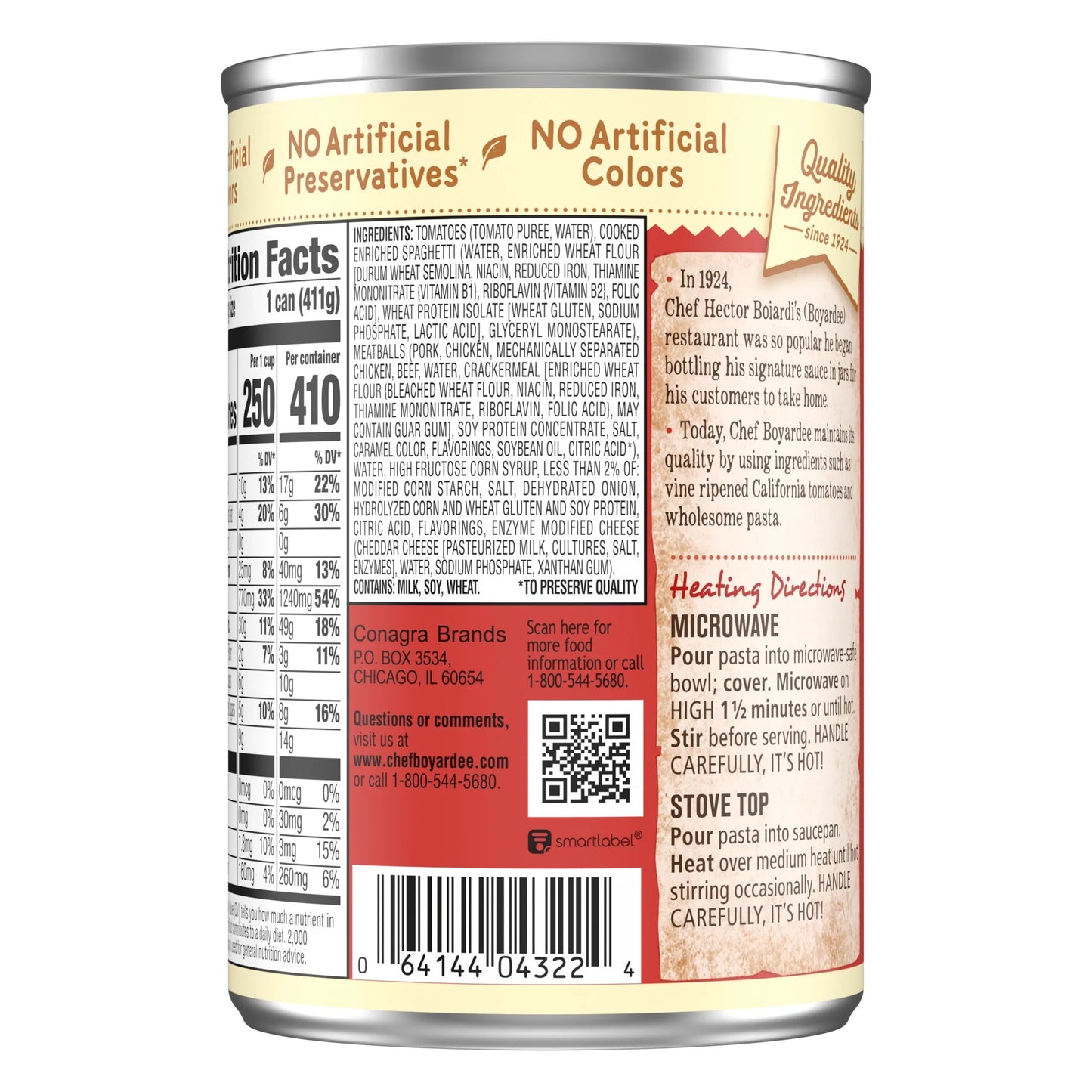 Chef Boyardee Spaghetti and Meatballs in Tomato Sauce, Ready-to-Eat Meal, 14.5 oz. Can