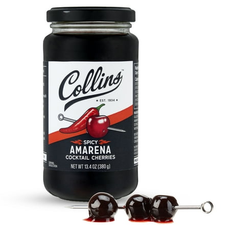 Collins Spicy Amarena Cherries Garnish for Cocktails or Desserts 13.4oz