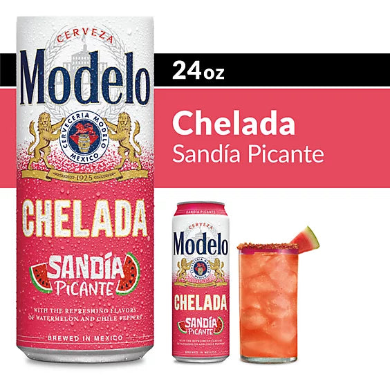 Modelo Chelada Sandia Picante Mexican Import Flavored Beer 3.5% ABV Can - 24 Fl. Oz