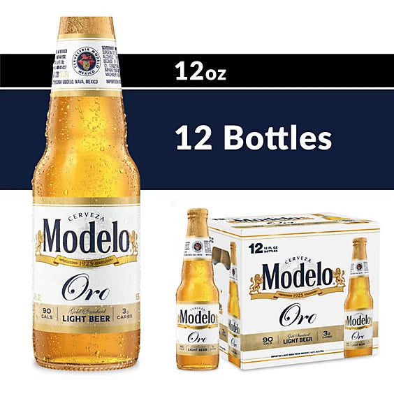 Modelo Oro Mexican Lager Import Beer, 12 Pk 12 Oz Bottle - 12-12FZ