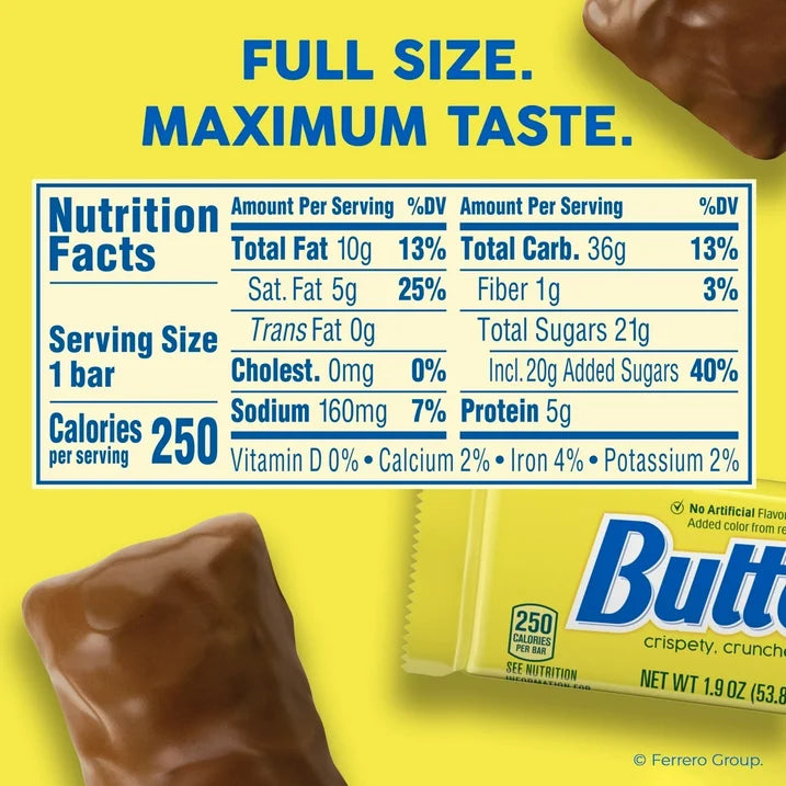 Butterfinger Chocolatey, Peanut-Buttery, Full Size Candy Bars, 1.9 oz each