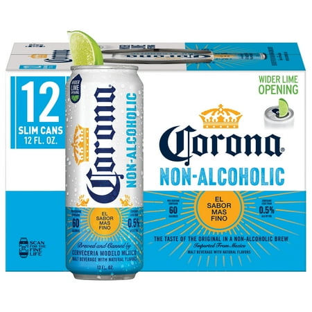 Corona Non-Alcoholic Malt Beverage Mexican Import Brew 12 Pack 12 fl oz Cans less than 0.5% ABV