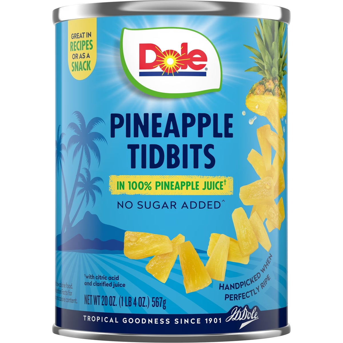 PINEAPPLE TIDBITS IN 100% PINEAPPLE JUICE