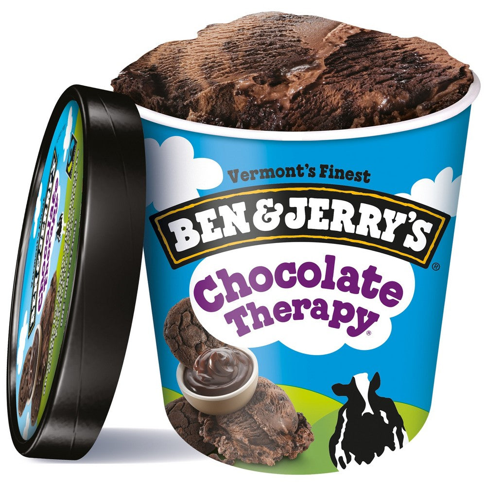 CHOCOLATE THERAPY CHOCOLATE ICE CREAM WITH CHOCOLATE COOKIES & SWIRLS OF CHOCOLATE PUDDING ICE CREAM, CHOCOLATE THERAPY