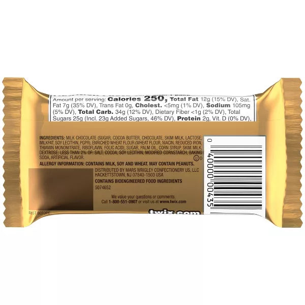 Twix Caramel Full Size Caramel Cookie Chocolate Candy Bar - 1.79oz