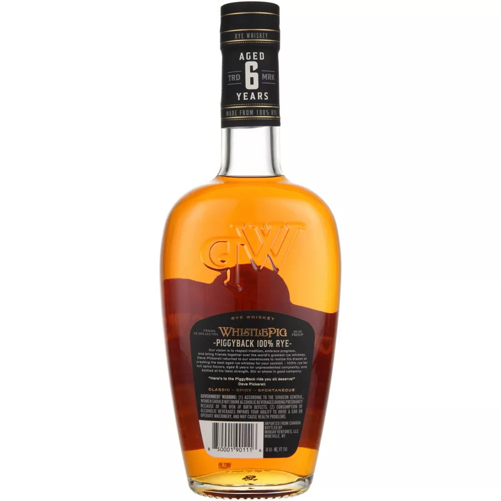 WhistlePig PiggyBack 6yr Rye Whiskey - 750ml Bottle