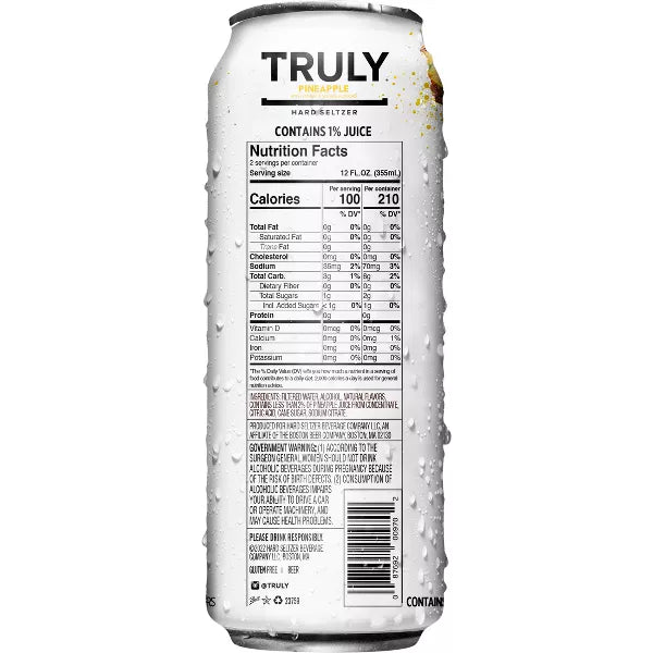 Truly Pineapple Hard Seltzer - 24 fl oz Can