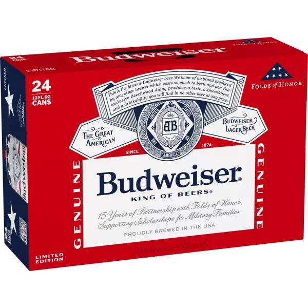 Budweiser American Lager Beer - 24pk/12 fl oz Cans