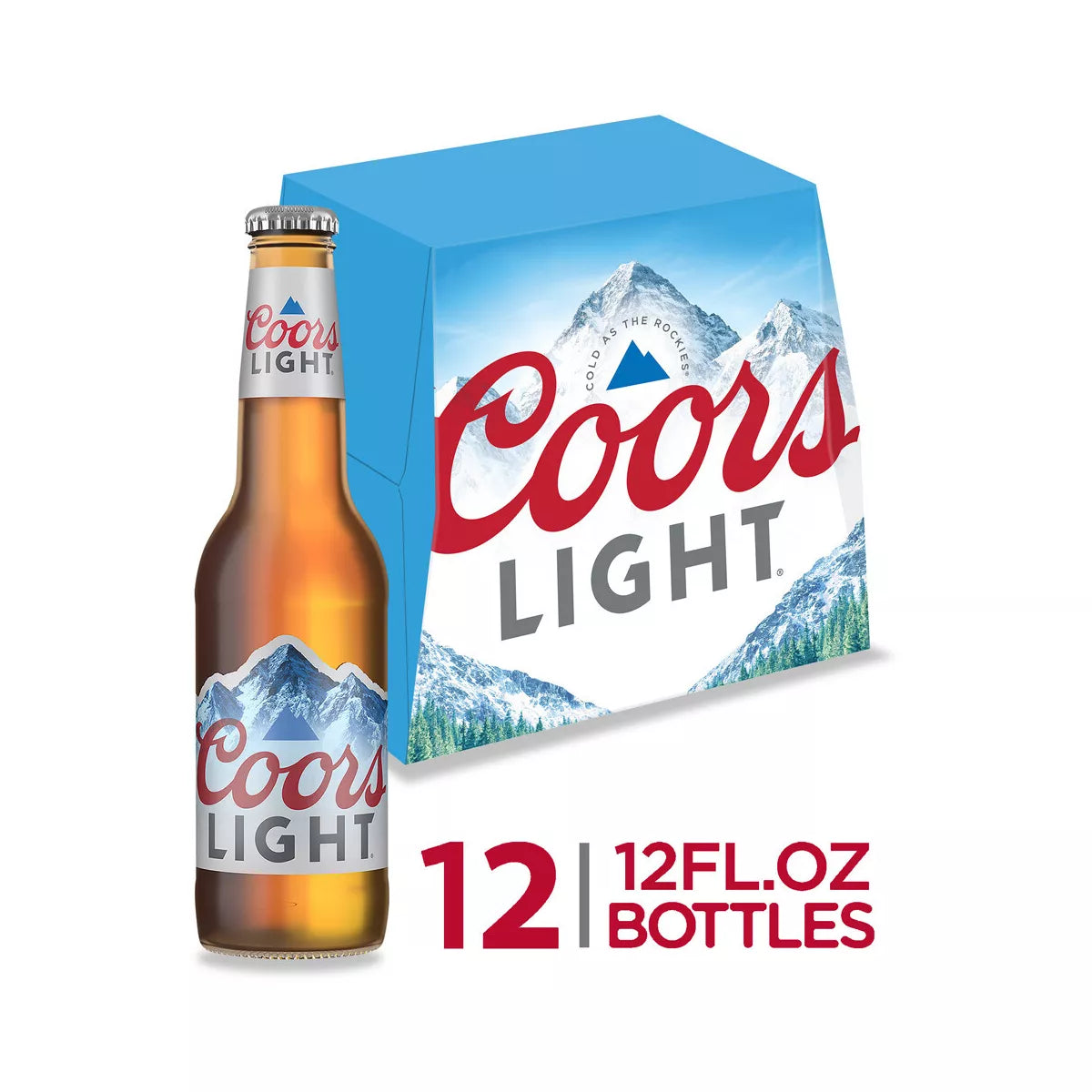Coors Light Beer Bottles 12 oz, 12 pk
