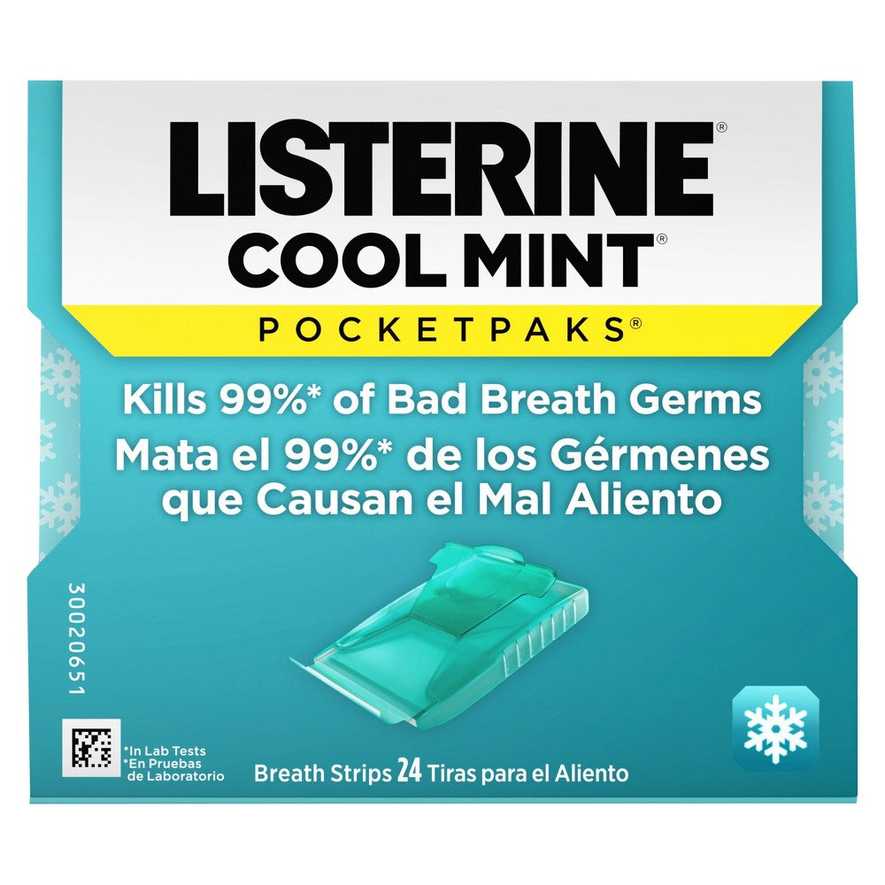 Listerine Cool Mint PocketPaks Fresh Breath Strips 24-Strip Pack