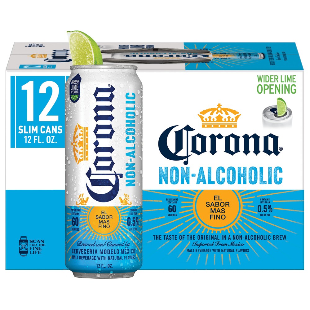 Corona Non-Alcoholic Malt Beverage Mexican Import Brew 12 Pack 12 fl oz Cans less than 0.5% ABV