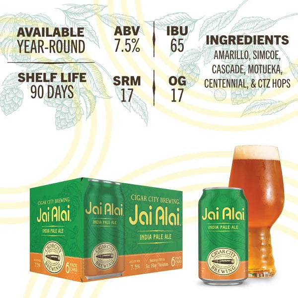 Cigar City Jai Alai IPA Beer - 6pk/12 fl oz Cans