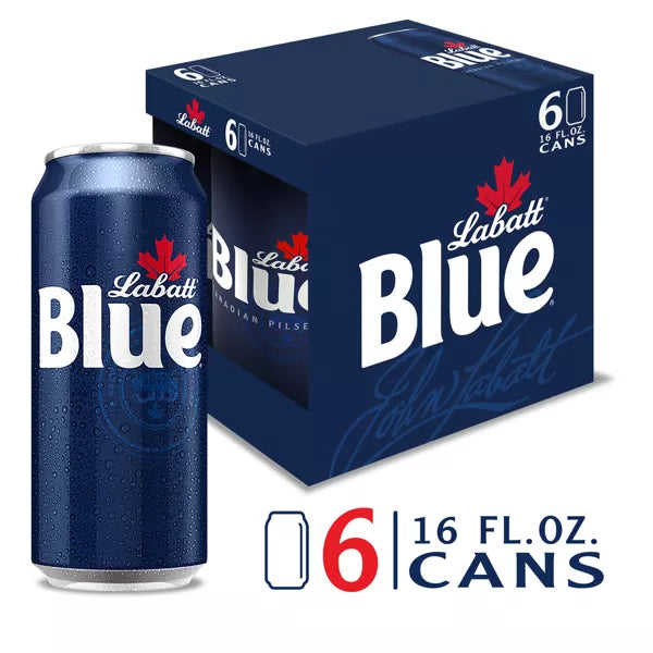 Labatt Blue Canadian Pilsener, 6 pack, 16 fl oz cans