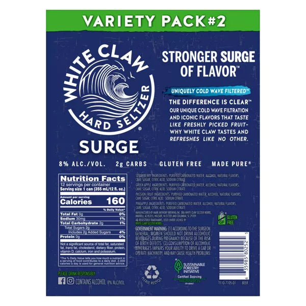 White Claw Surge Variety #2 - 12pk/12 fl oz Cans