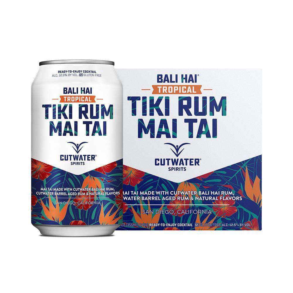 Cutwater Spirits Bali Hai Tropical Tiki Rum Mai Tai, 4 Pack 12 fl. oz. Cans, 12.5% ABV