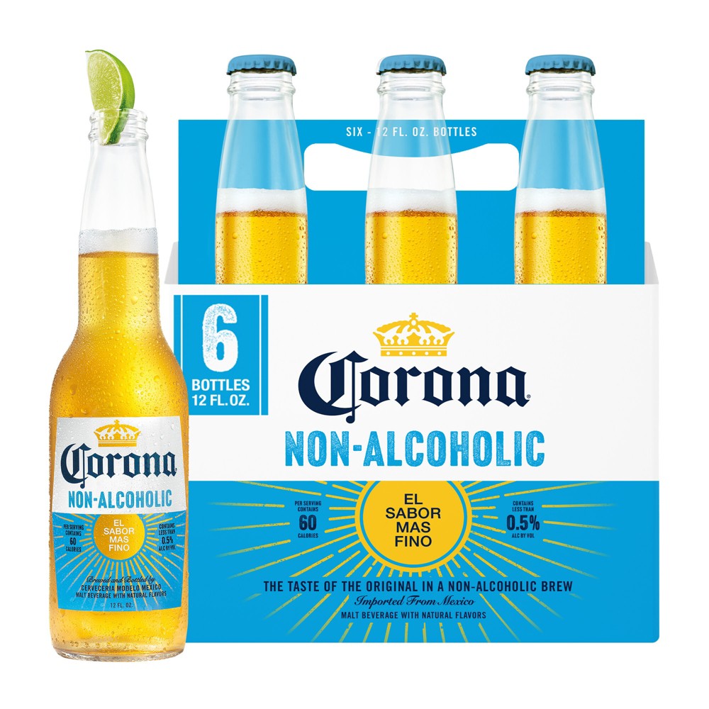 Corona Non-Alcoholic Malt Beverage Mexican Import Brew 6 pack 12 fl. oz. Bottles less than 0.5% ABV