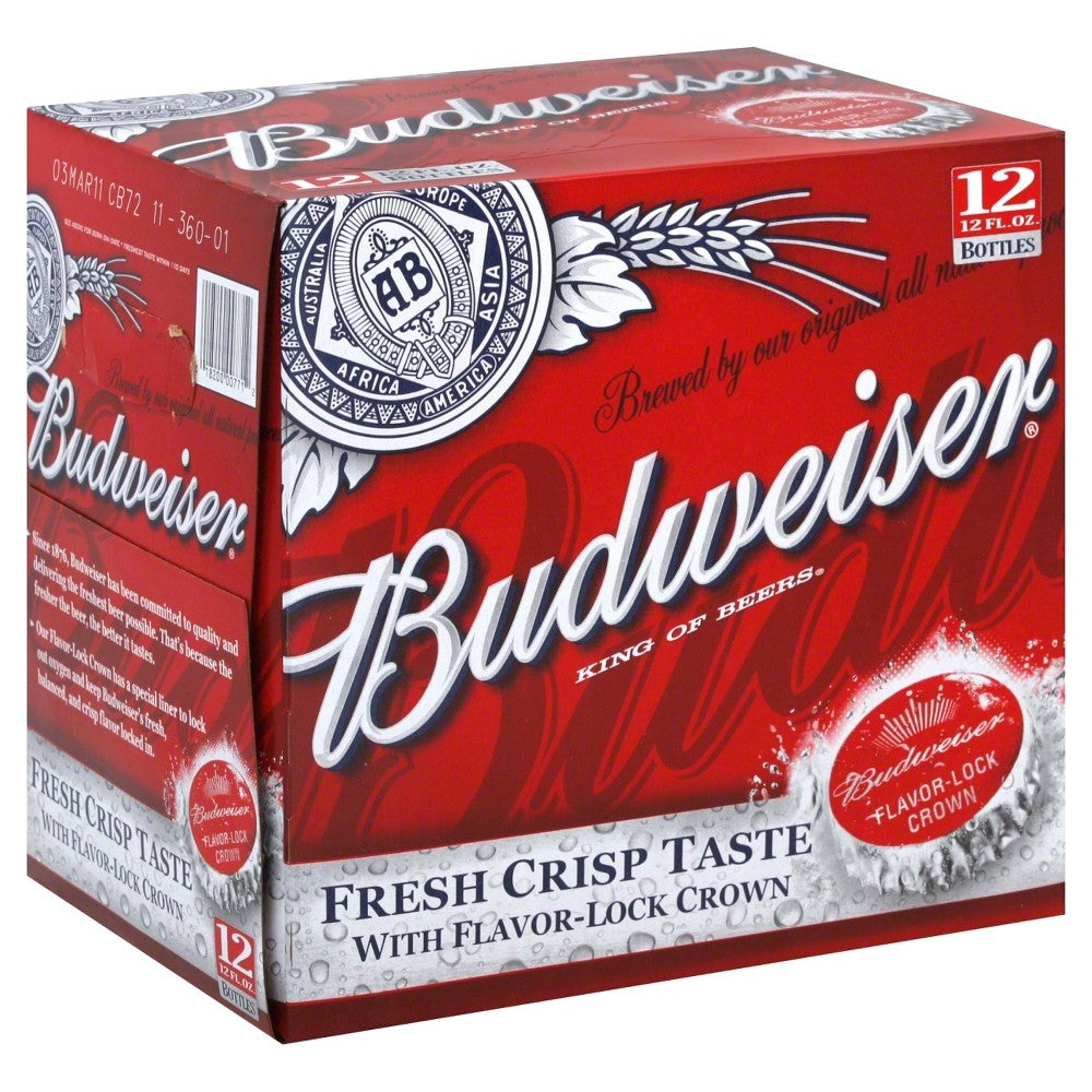Budweiser Beer Bottles 12 oz, 12 pk