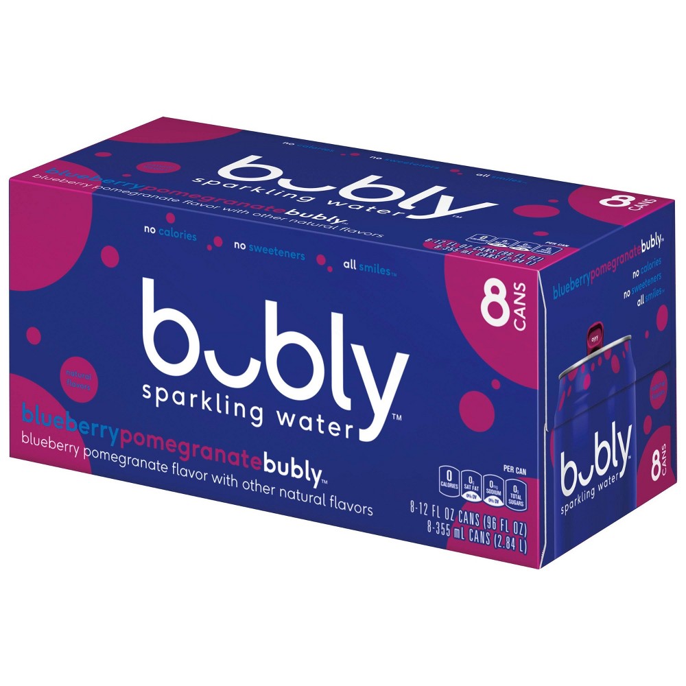 Bubly Blueberry Pomegranate Sparkling Water 12 fl oz 8 Pack Cans