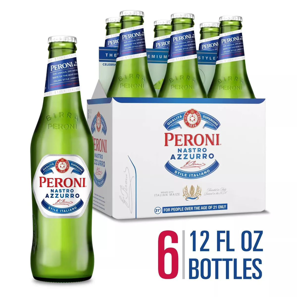 Peroni Nastro Azzurro Beer - 6pk / 12 fl oz Bottles