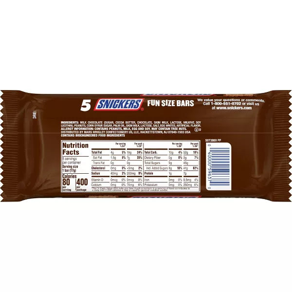Snickers Fun Size Candy Bars - 2.6oz/5ct