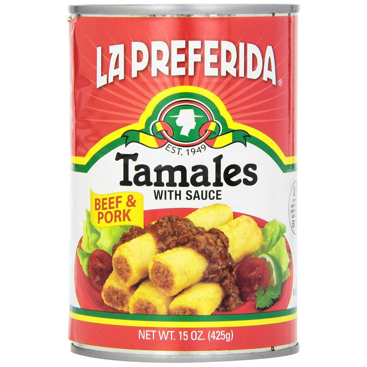 BEEF & PORK TAMALES WITH SAUCE, BEEF & PORK