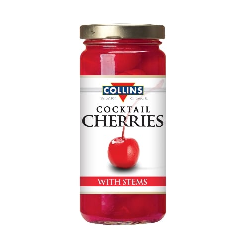 Collins Stemmed Maraschino Cocktail Cherries | Royal Anne Cherries Garnish for Cocktails Manhattan Old Fashioned 10oz