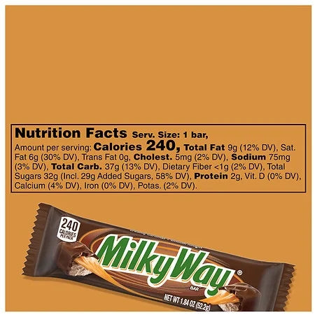 Milky Way Milk Chocolate Singles Size Candy Bars 1.84 oz Pack of 2