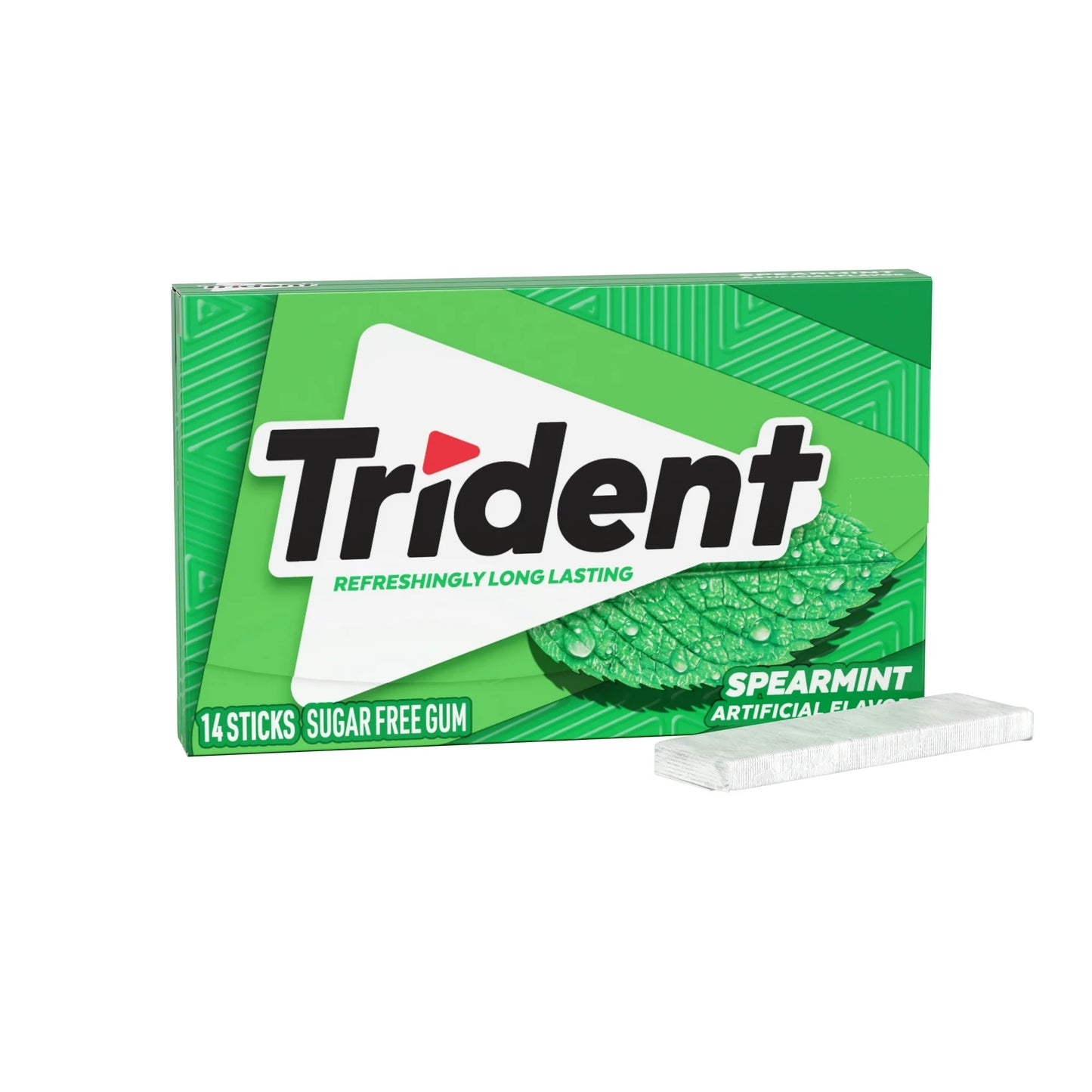Trident Sugar Free Gum, Spearmint, Regular Size, 14 Pieces