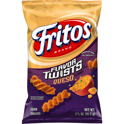 Fritos Flavor Twists Corn Chips Queso Flavored 3 3/8 Oz