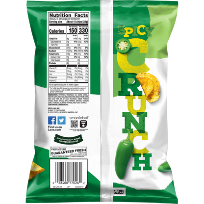 Lay's Kettle Cooked Potato Chips Jalapeno Flavored 2 1/4 Oz