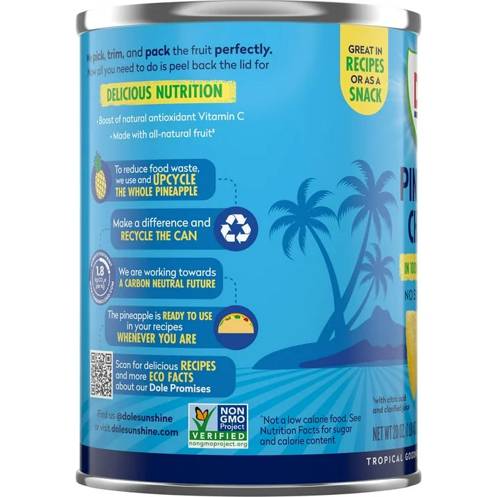 Dole Pineapple Chunks in 100% Pineapple Juice, 20 oz Can