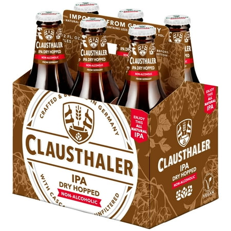 Clausthaler IPA Non-Alcoholic Imported Beer  12 Fluid Ounces  Glass Bottles  6 Pack  0.5% ABV