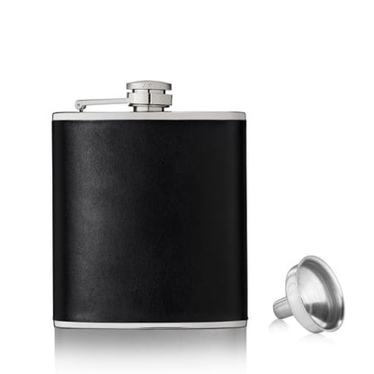 True Fabrications TRUE Faux Leather Flask  6 Oz  Black Monte Carlo