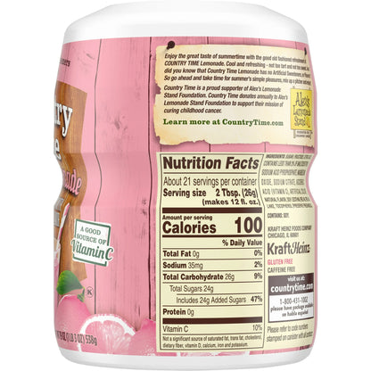 Country Time Pink Lemonade Naturally Flavored with other natural flavor Powdered Drink Mix, 19 oz Canister