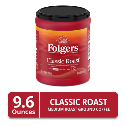 Folgers Classic Roast Ground Coffee, Medium Roast, 9.6 oz Canister