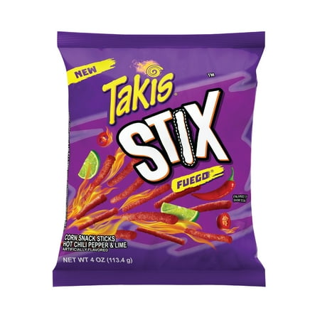Takis Fuego Stix 4 oz Bag  Hot Chili Pepper & Lime Flavored Spicy Corn Chips
