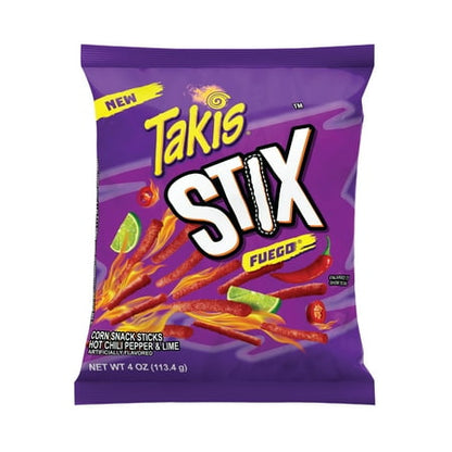 Takis Fuego Stix 4 oz Bag  Hot Chili Pepper & Lime Flavored Spicy Corn Chips
