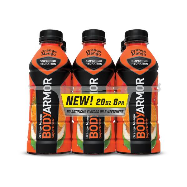 BODYARMOR SuperDrink Orange Mango Sports Drink  20 fl oz Bottles  6 Pack