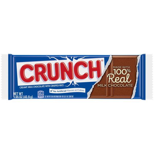 CRUNCH Chocolate Bar Single  Creamy Milk Chocolate With Crisped Rice  1.55 oz