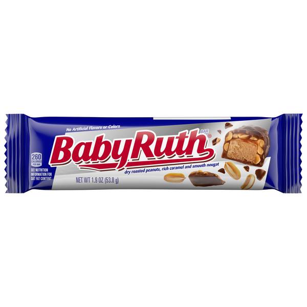 Baby Ruth Chocolatey  Peanut  Caramel and Nougat  Full Size Candy Bar  Easter Basket Stuffers  1.9 oz