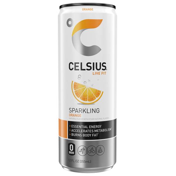 CELSIUS Sparkling Orange  Functional Essential Energy Drink 12 Fl Oz Single Can