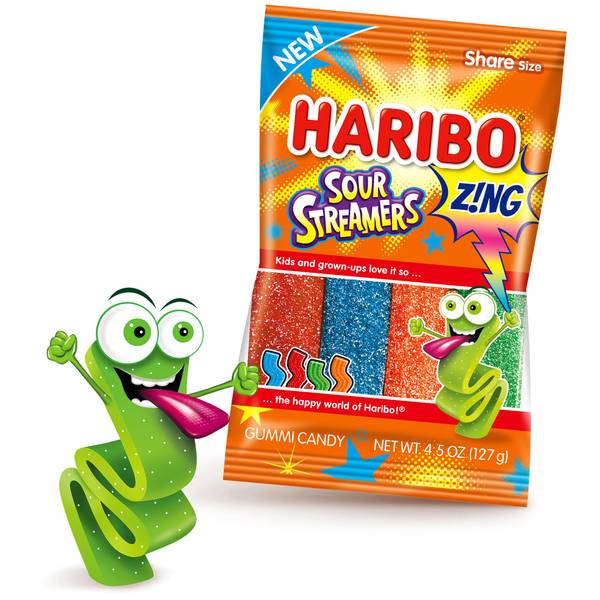 Haribo Sour Streamers Gummi Candy Share Size  4.5 oz