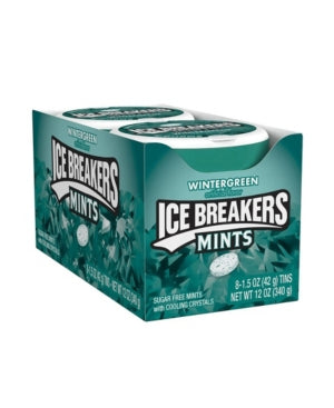 Ice Breakers Wintergreen Sugar Free Breath Mints  Mint Candy  1.5 oz  Tin