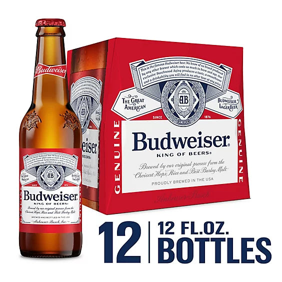 Budweiser American Lager Beer in Bottles - 12 - 12 Fl. Oz.